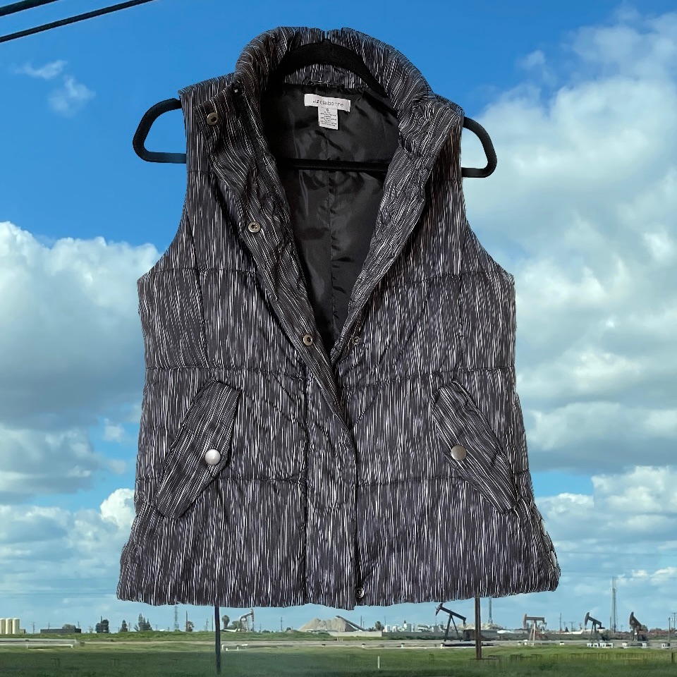Warm Patterned Button Down Puffer Vest